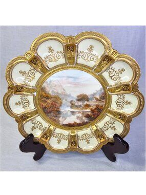 Royal Crown Derby Edwin Trowell Hand Painted Cabinet Plate High Tor Matlock